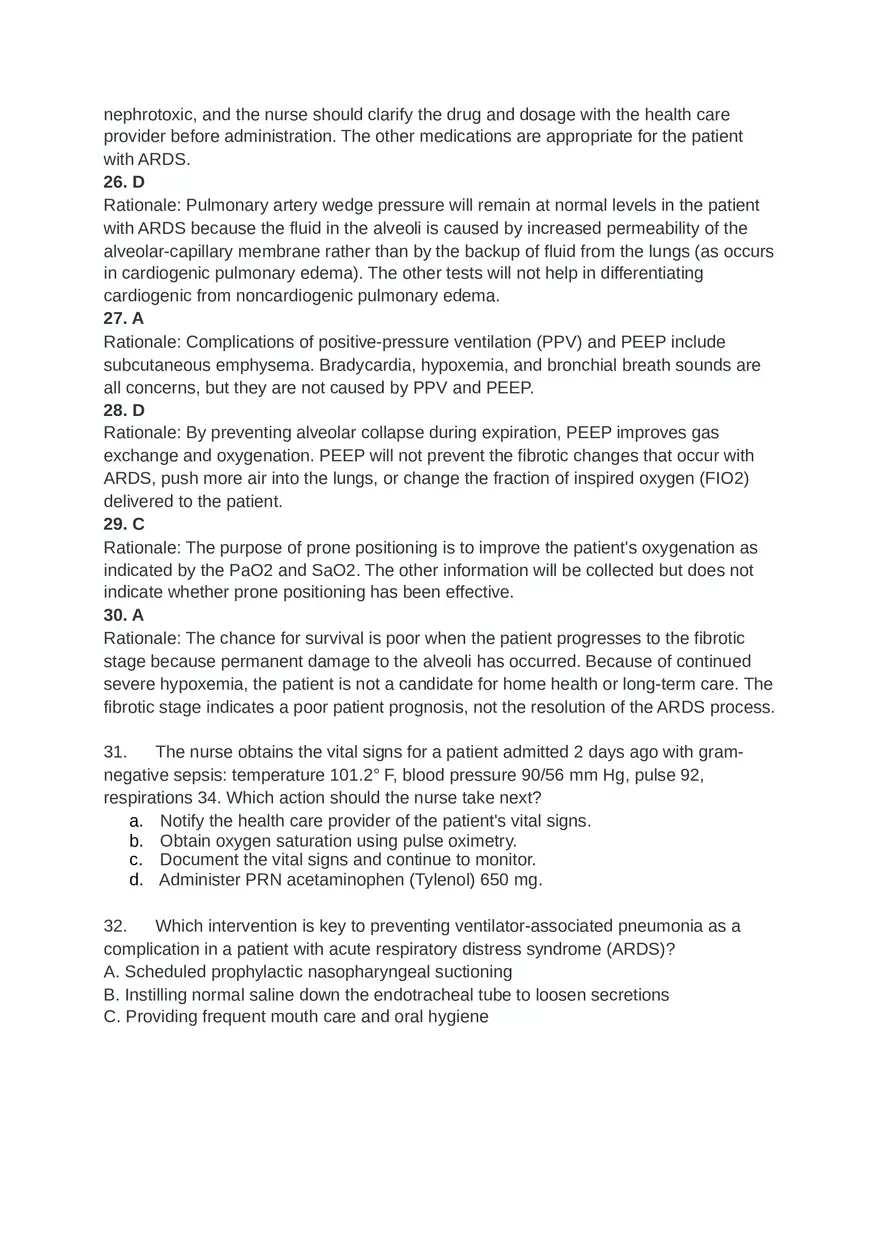 Acute Resp Distress Syndrome (ARDS) Answer Key Part 2 - Page 6