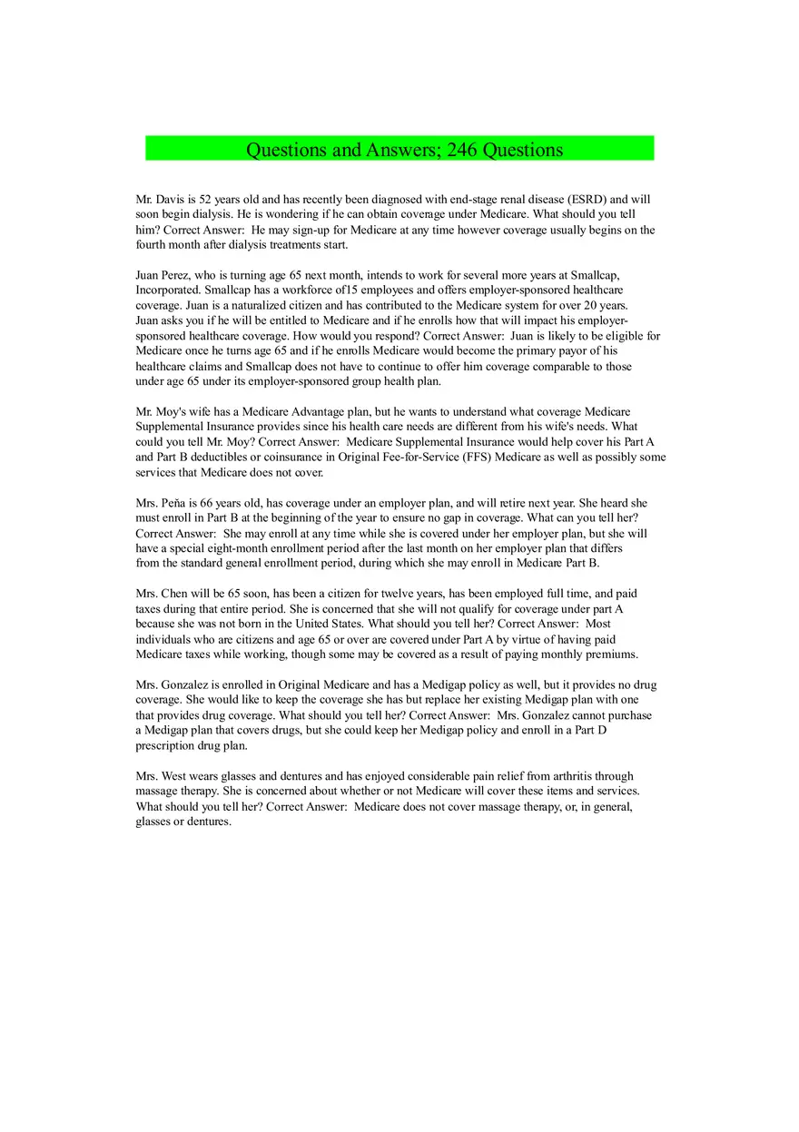 Diagnosed With End-stage Renal Disease Answer Key Part 1 - Page 1