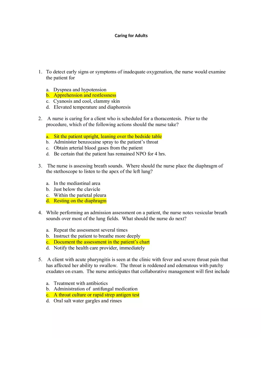 Medical Surgical - Caring for Adults - Page 1