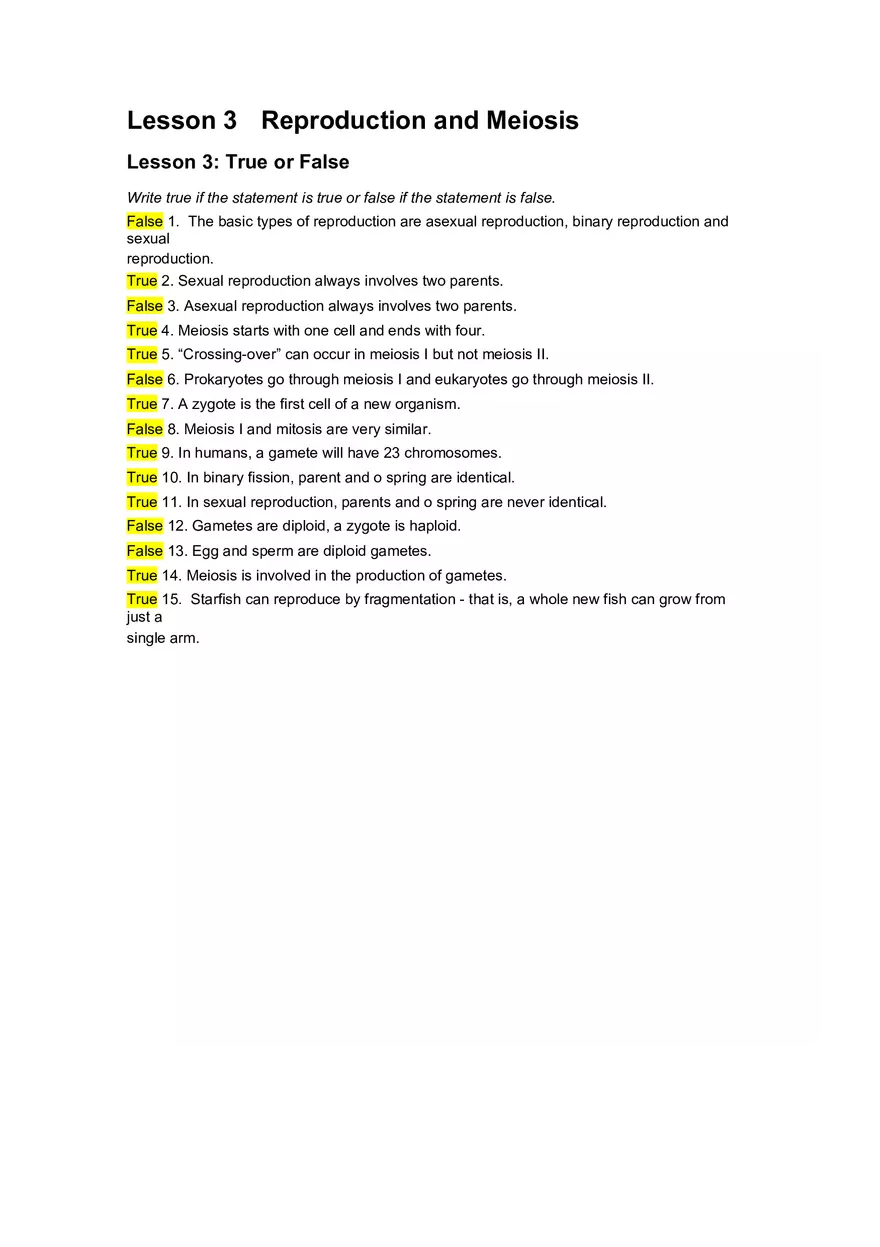 Cell Cycle Mitosis Meiosis Worksheet Answers - Page 8