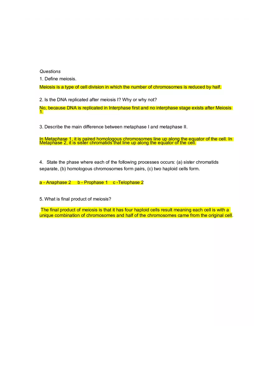 Cell Cycle Mitosis Meiosis Worksheet Answers - Page 10