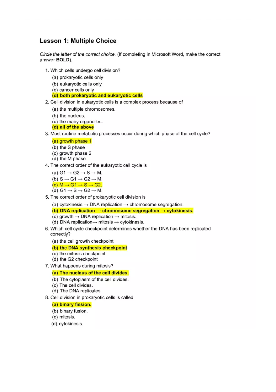 Cell Cycle Mitosis Meiosis Worksheet Answers - Page 17