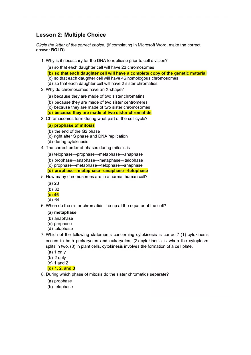 Cell Cycle Mitosis Meiosis Worksheet Answers - Page 3