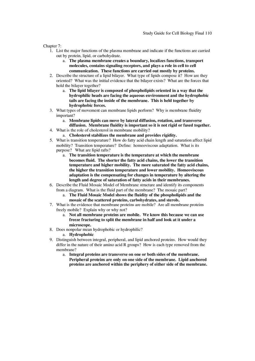 Study Guide for Cell Biology Final Part 9 - Page 8