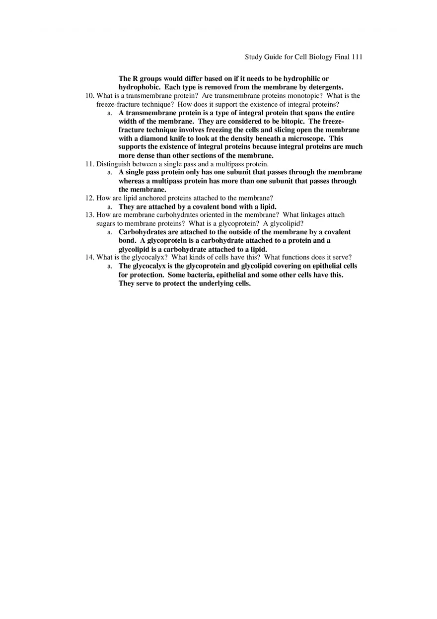 Study Guide for Cell Biology Final Part 9 - Page 9