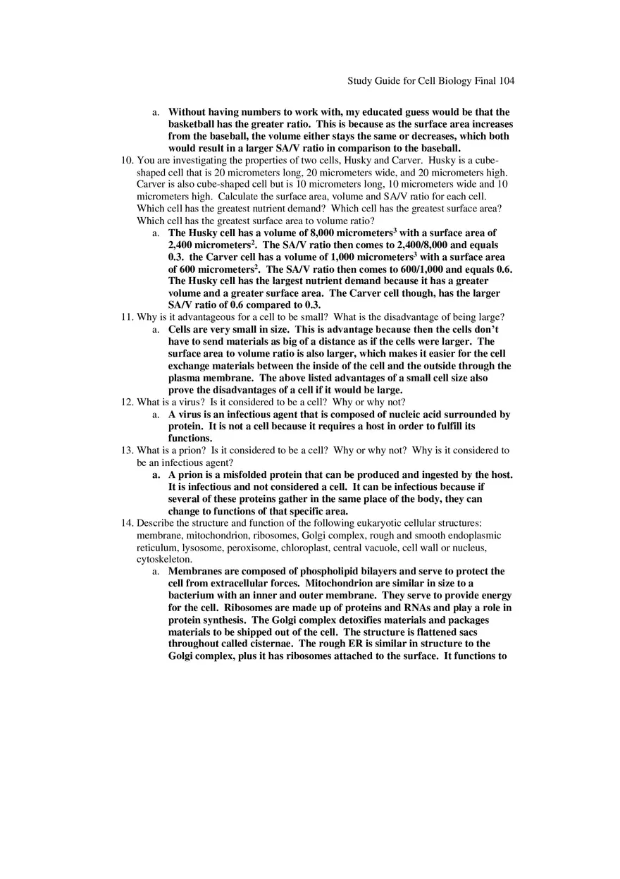Study Guide for Cell Biology Final Part 9 - Page 2