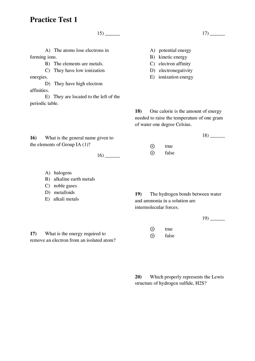 Introductory Chemistry Practice Test 1 With Answer Keys - Page 9