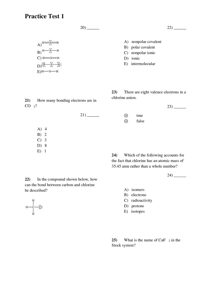 Introductory Chemistry Practice Test 1 With Answer Keys - Page 10