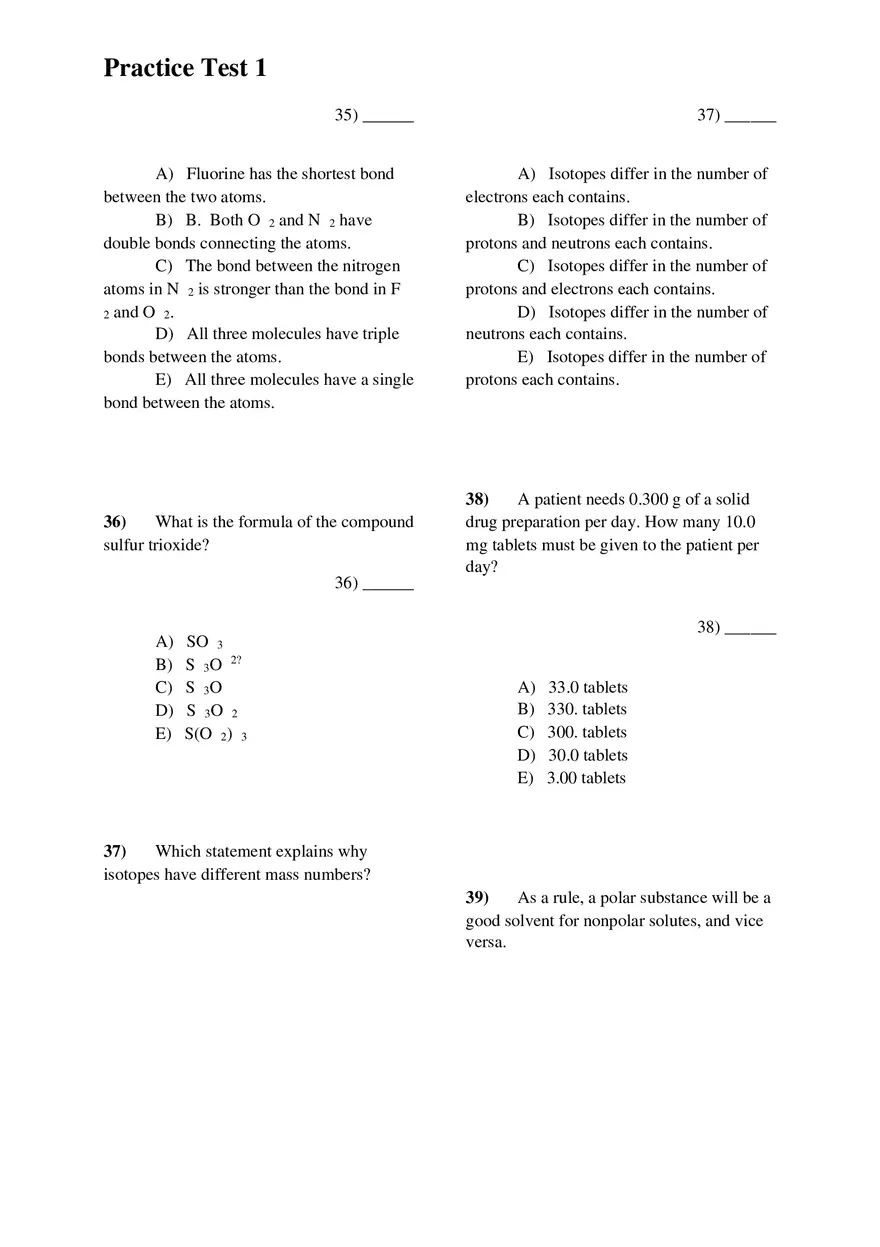 Introductory Chemistry Practice Test 1 With Answer Keys - Page 13
