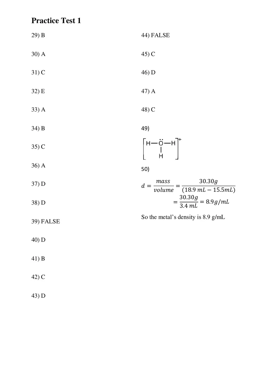 Introductory Chemistry Practice Test 1 With Answer Keys - Page 2