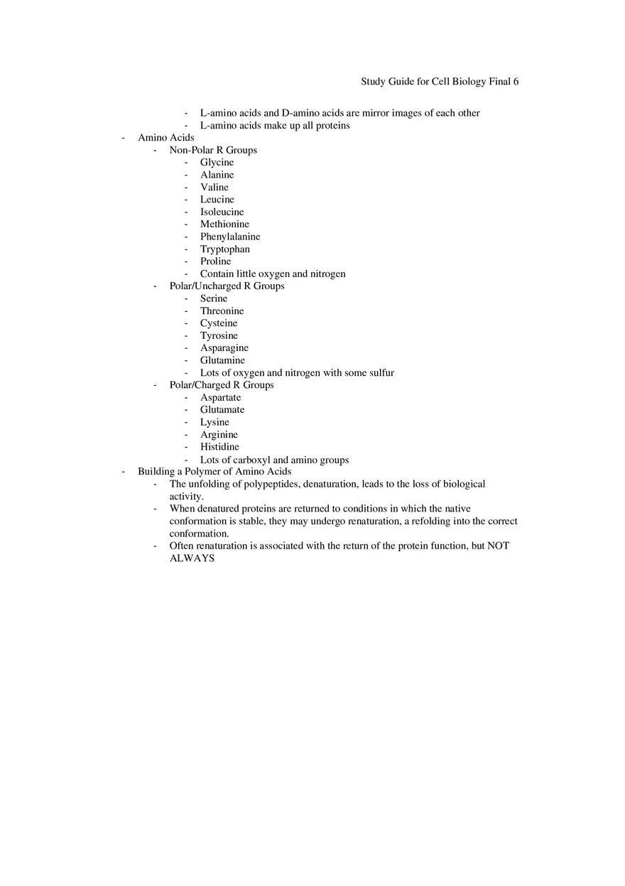 Study Guide for Cell Biology Final Part 1 - Page 8