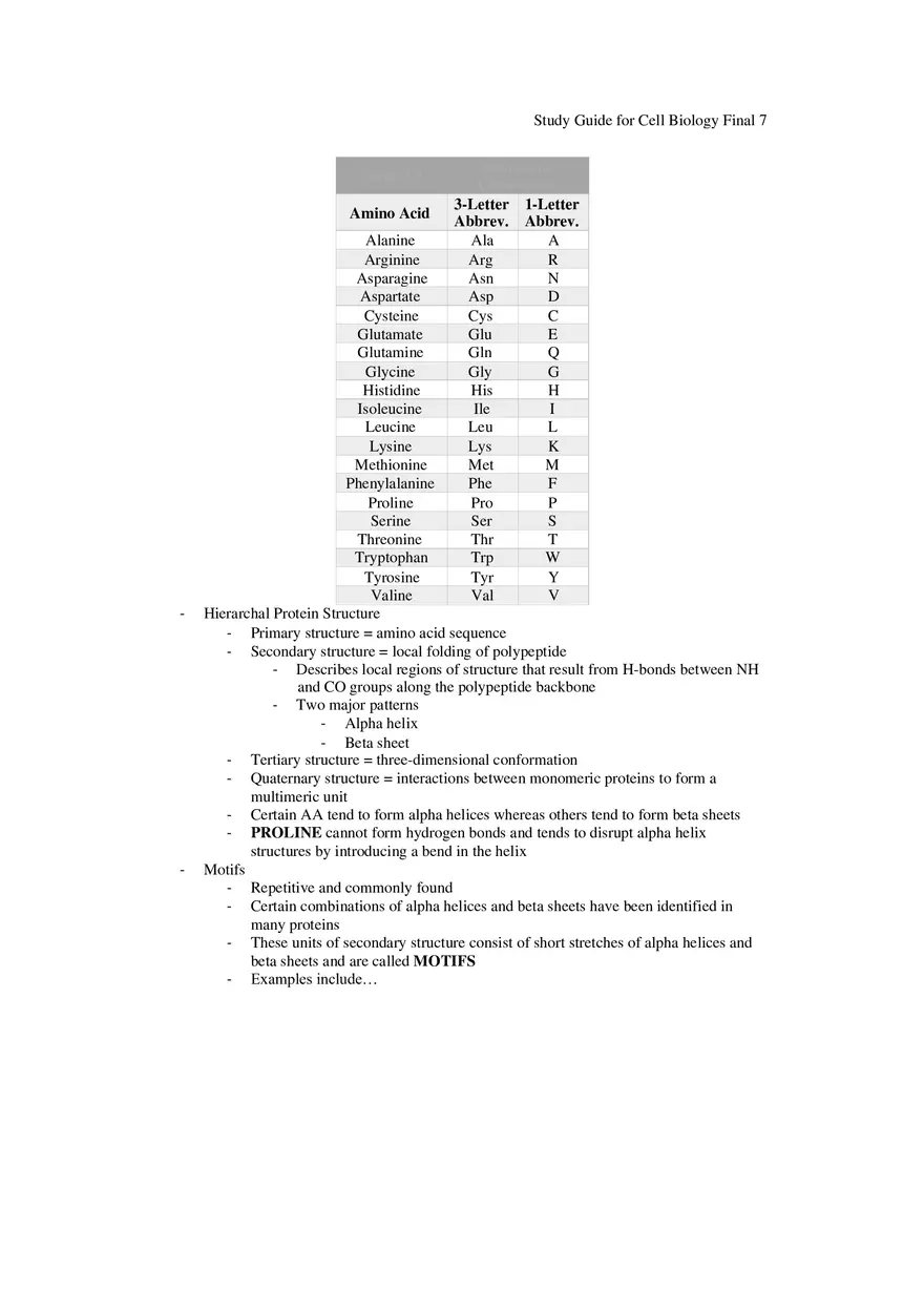 Study Guide for Cell Biology Final Part 1 - Page 9