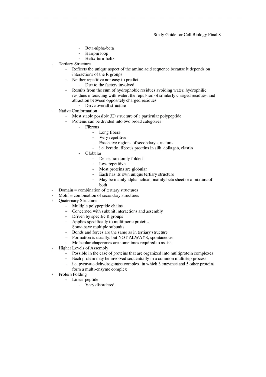 Study Guide for Cell Biology Final Part 1 - Page 10