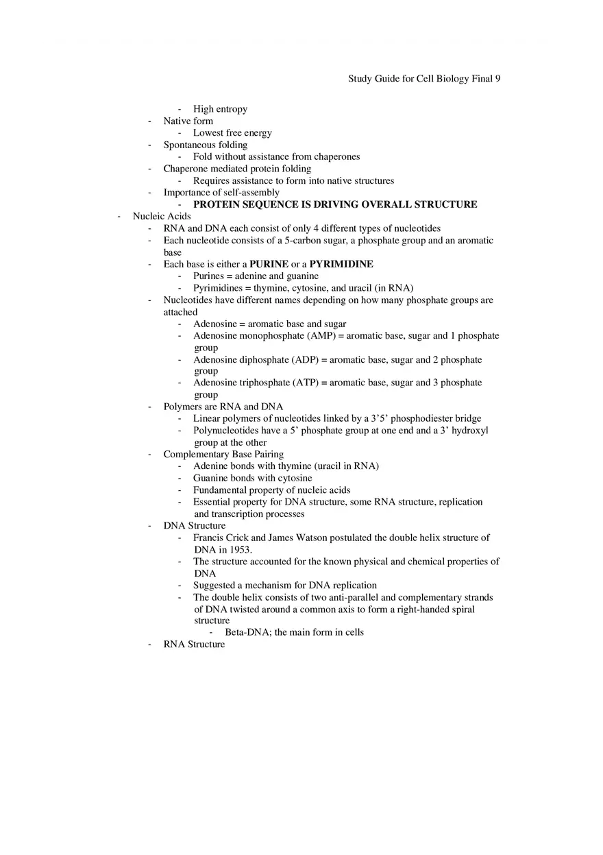 Study Guide for Cell Biology Final Part 1 - Page 11