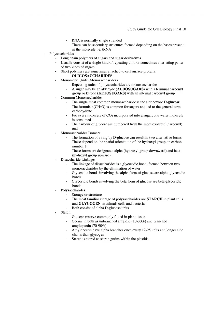 Study Guide for Cell Biology Final Part 1 - Page 12