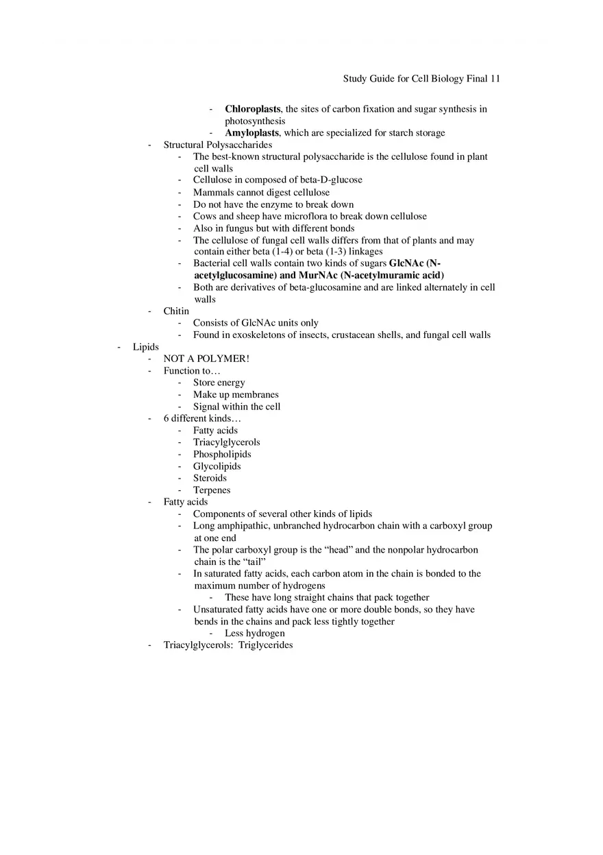 Study Guide for Cell Biology Final Part 1 - Page 3