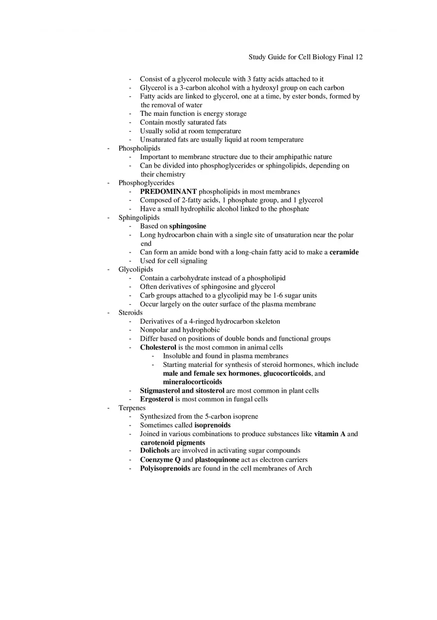 Study Guide for Cell Biology Final Part 1 - Page 4