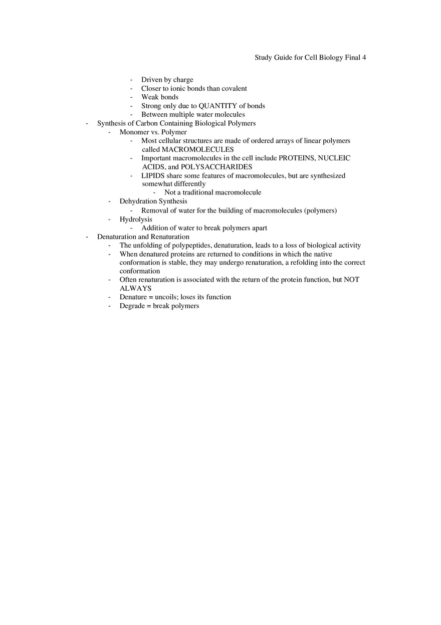 Study Guide for Cell Biology Final Part 1 - Page 6