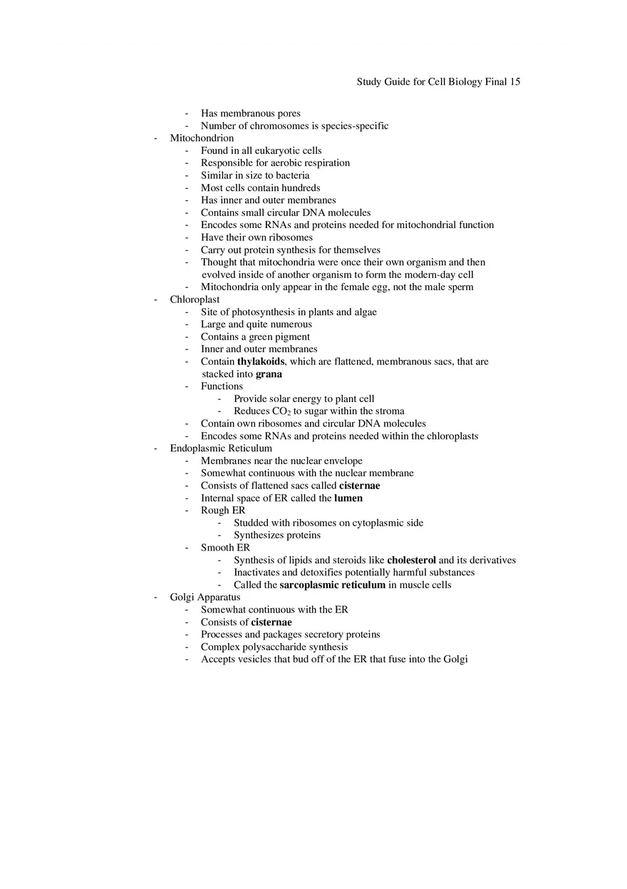 Study Guide for Cell Biology Final Part 2 - Page 7