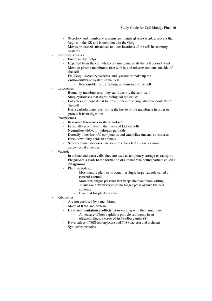 Study Guide for Cell Biology Final Part 2 - Page 8