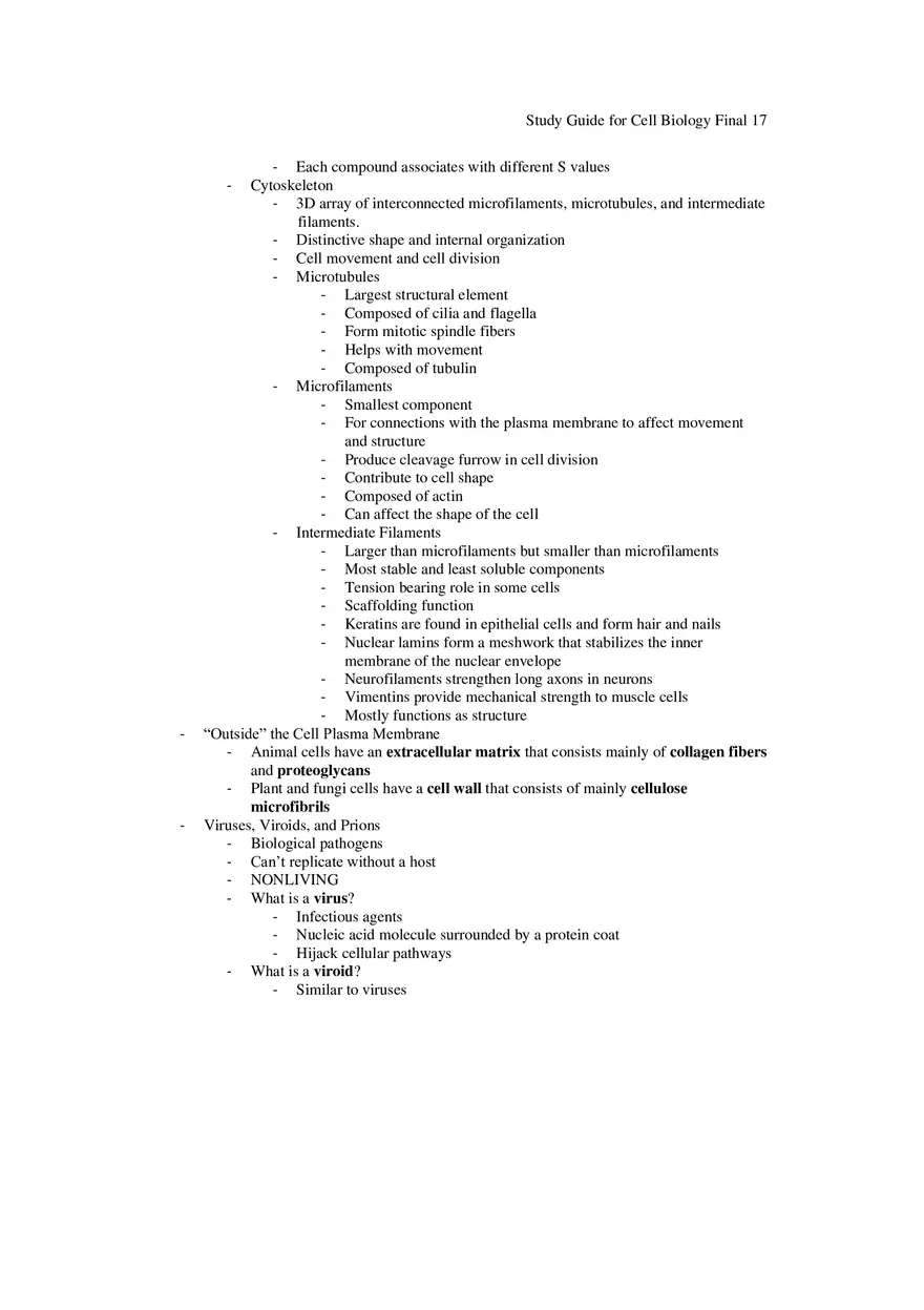 Study Guide for Cell Biology Final Part 2 - Page 9
