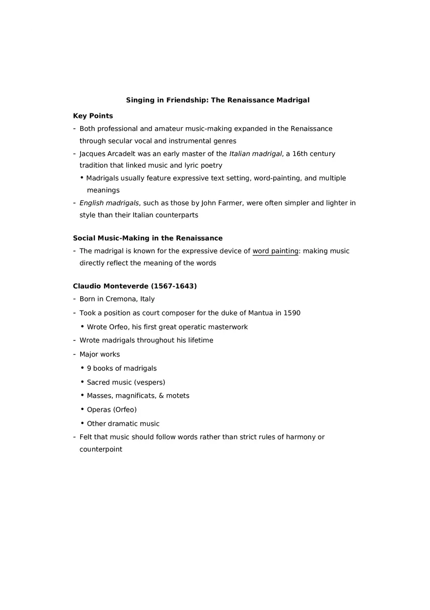 The Renaissance Madrigal - Page 1