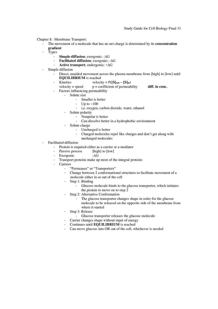 Study Guide for Cell Biology Final Part 3 - Page 8