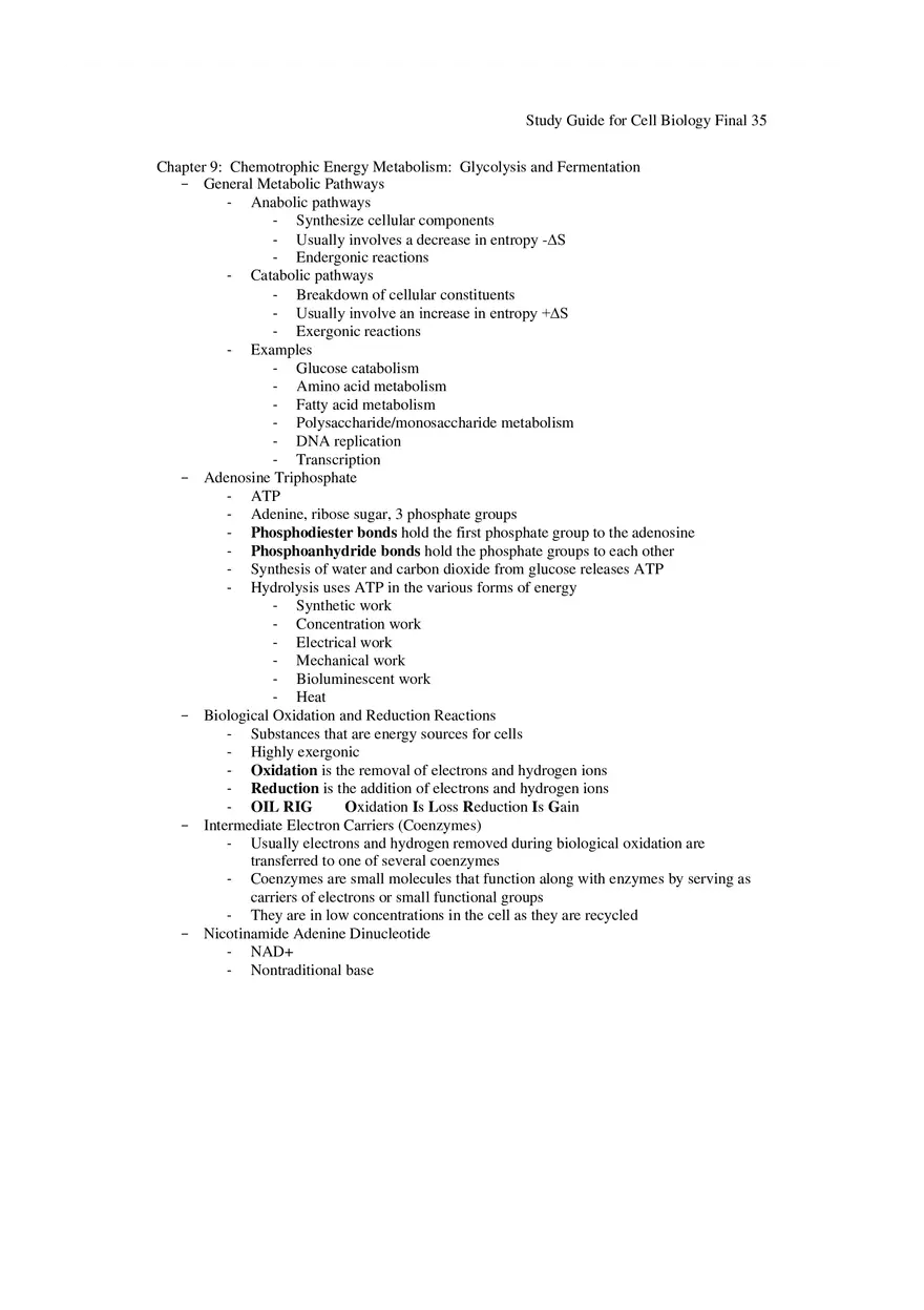 Study Guide for Cell Biology Final Part 3 - Page 12