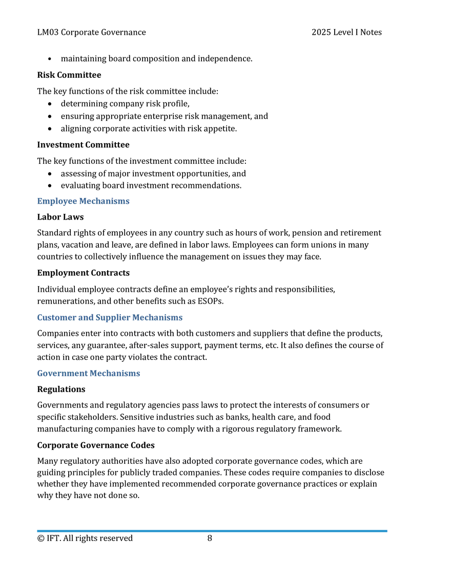 LM03 Corporate Governance - Conflicts, Mechanisms, Risks, and Benefits - Page 9