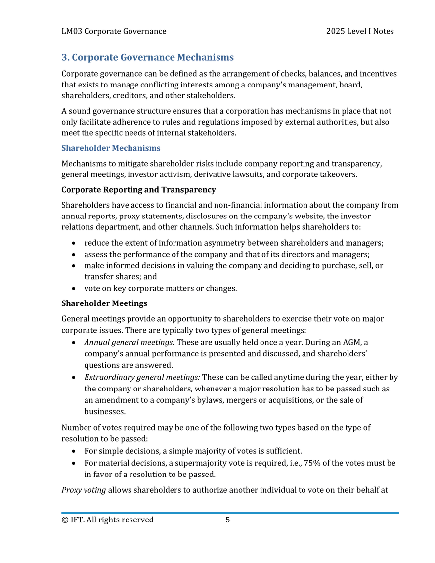 LM03 Corporate Governance - Conflicts, Mechanisms, Risks, and Benefits - Page 6