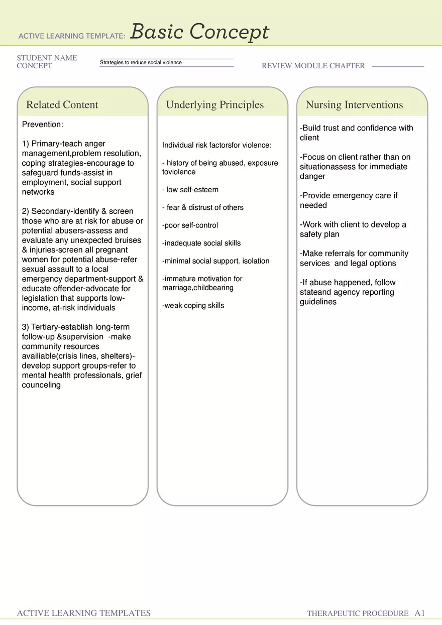 Strategies to Reduce Social Violence - Page 1