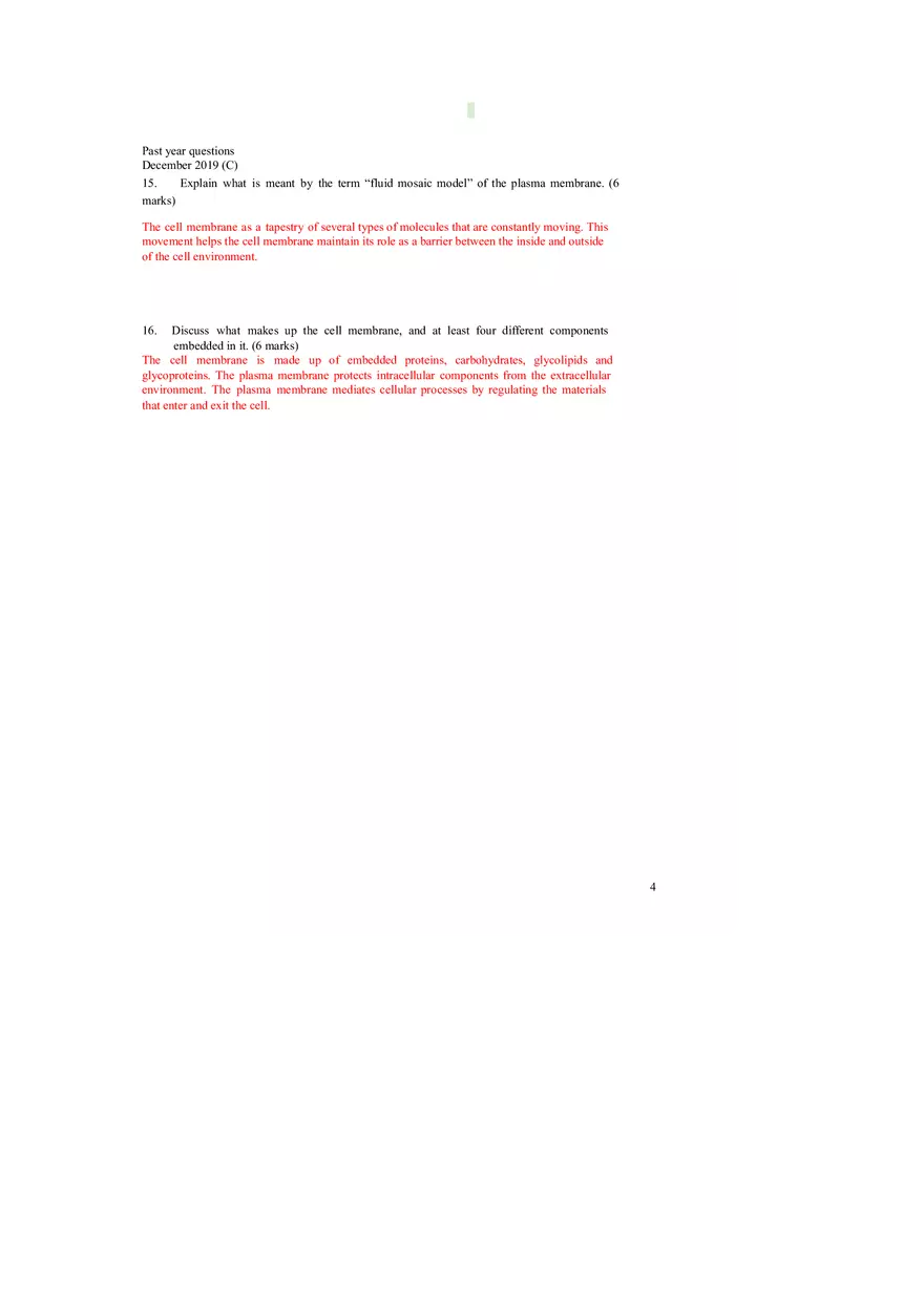Membrane Structure and Transport Worksheet with Answers - Page 5