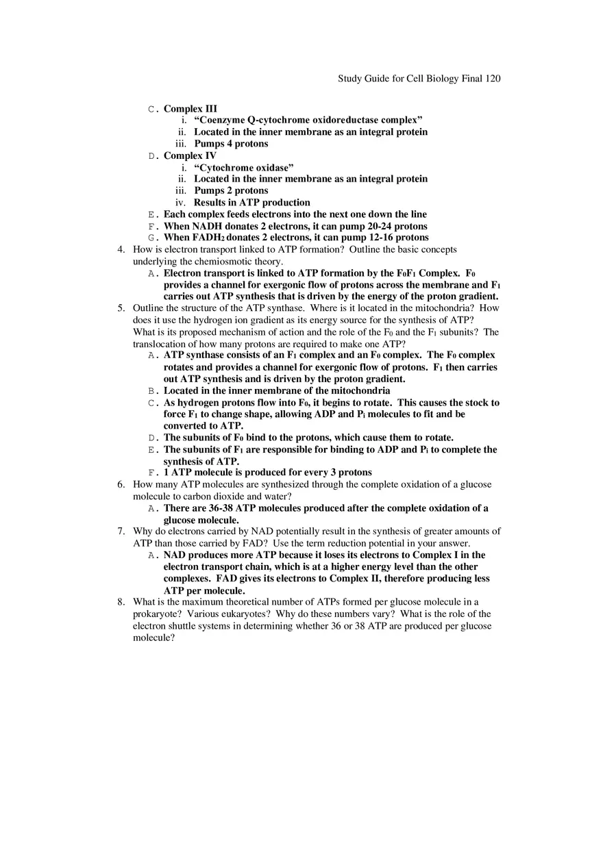 Study Guide for Cell Biology Final Part 10 - Page 10