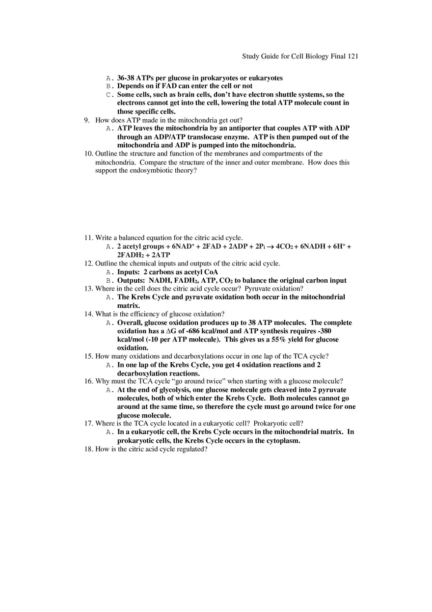Study Guide for Cell Biology Final Part 10 - Page 11