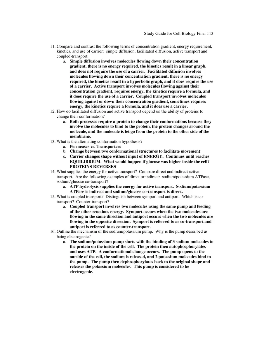 Study Guide for Cell Biology Final Part 10 - Page 2