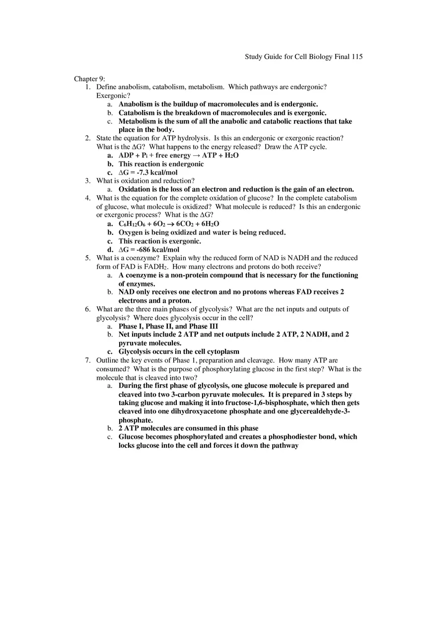 Study Guide for Cell Biology Final Part 10 - Page 5