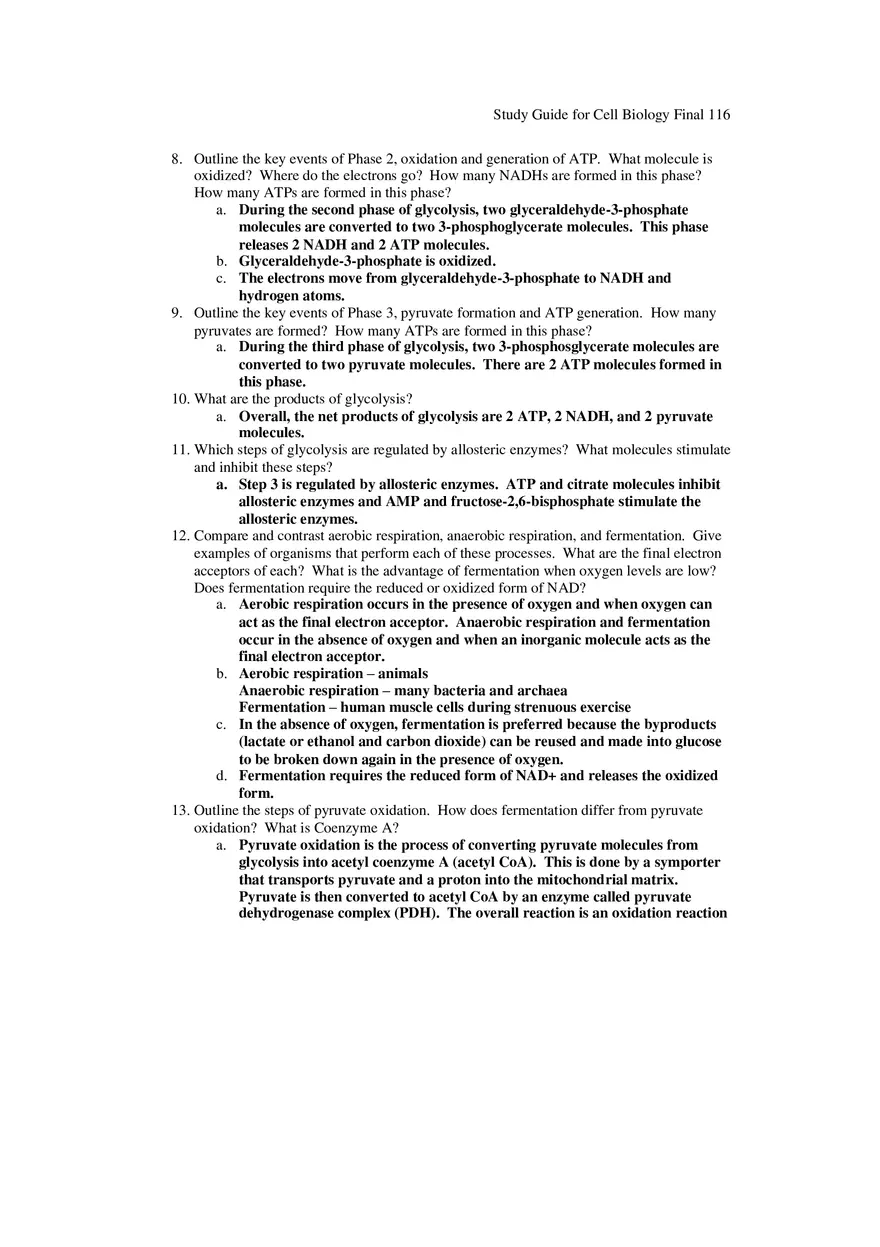 Study Guide for Cell Biology Final Part 10 - Page 6