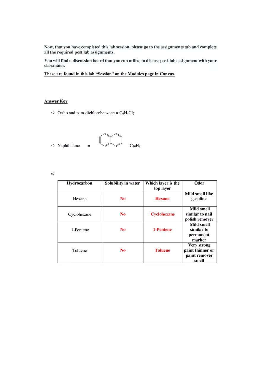 Lab 6 Hydrocarbons Review Key Work and Answers - Page 7