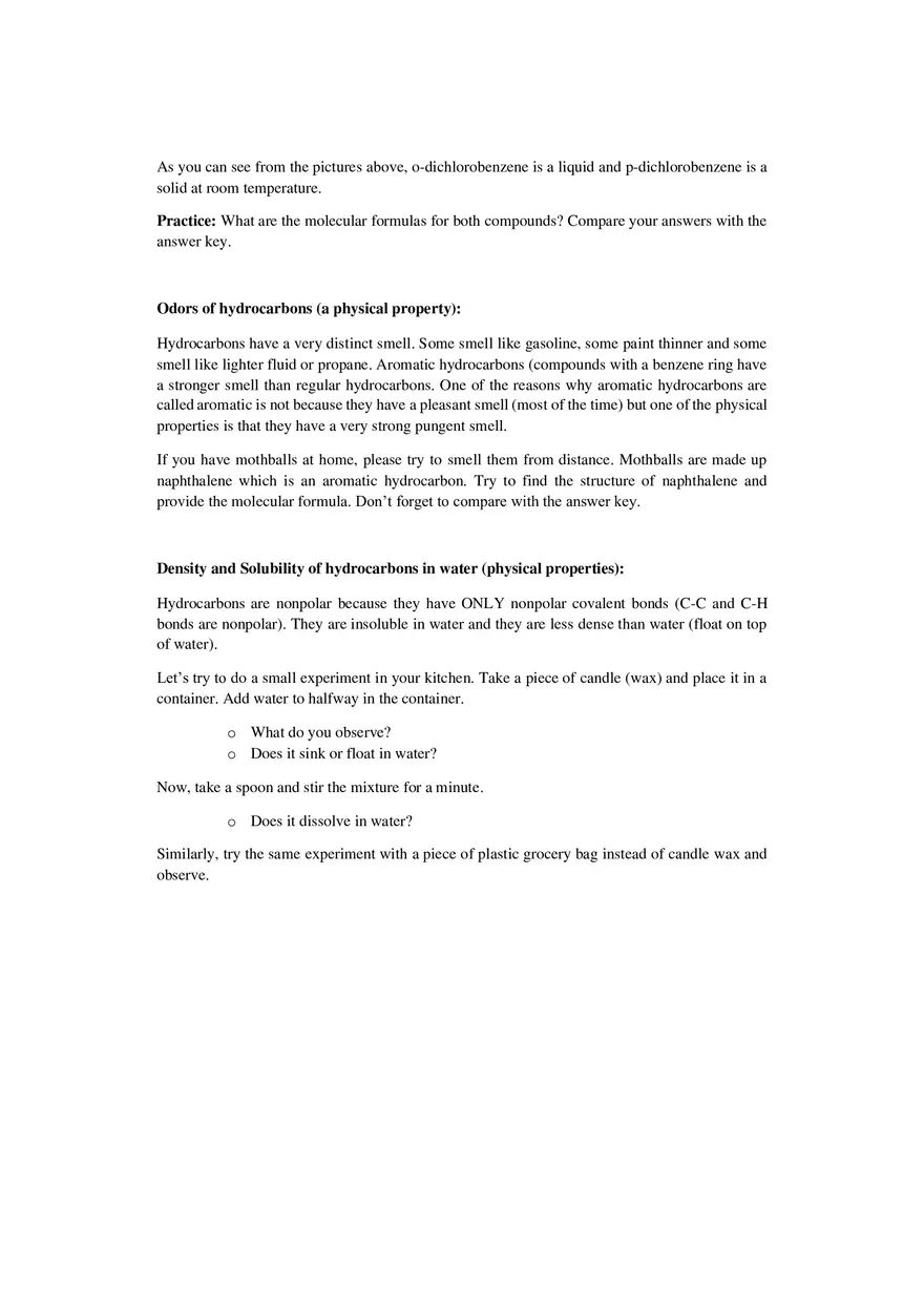 Lab 6 Hydrocarbons Review Key Work and Answers - Page 3