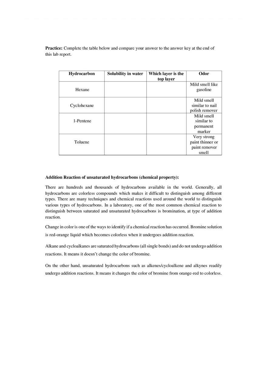 Lab 6 Hydrocarbons Review Key Work and Answers - Page 4