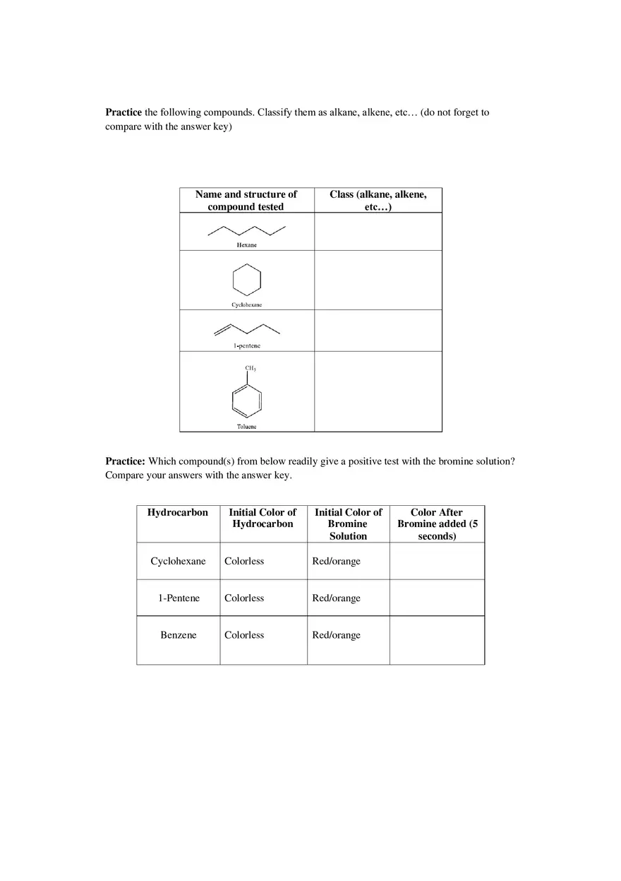 Lab 6 Hydrocarbons Review Key Work and Answers - Page 6