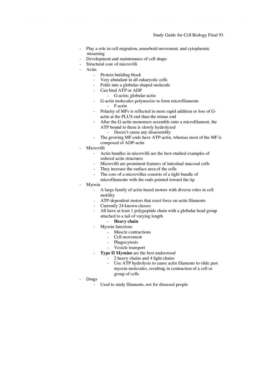 Study Guide for Cell Biology Final Part 8 - Page 7