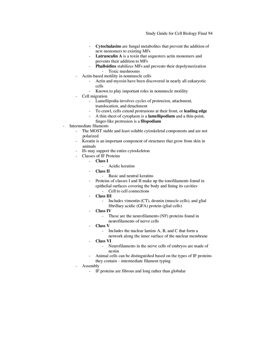Study Guide for Cell Biology Final Part 8 - Page 8