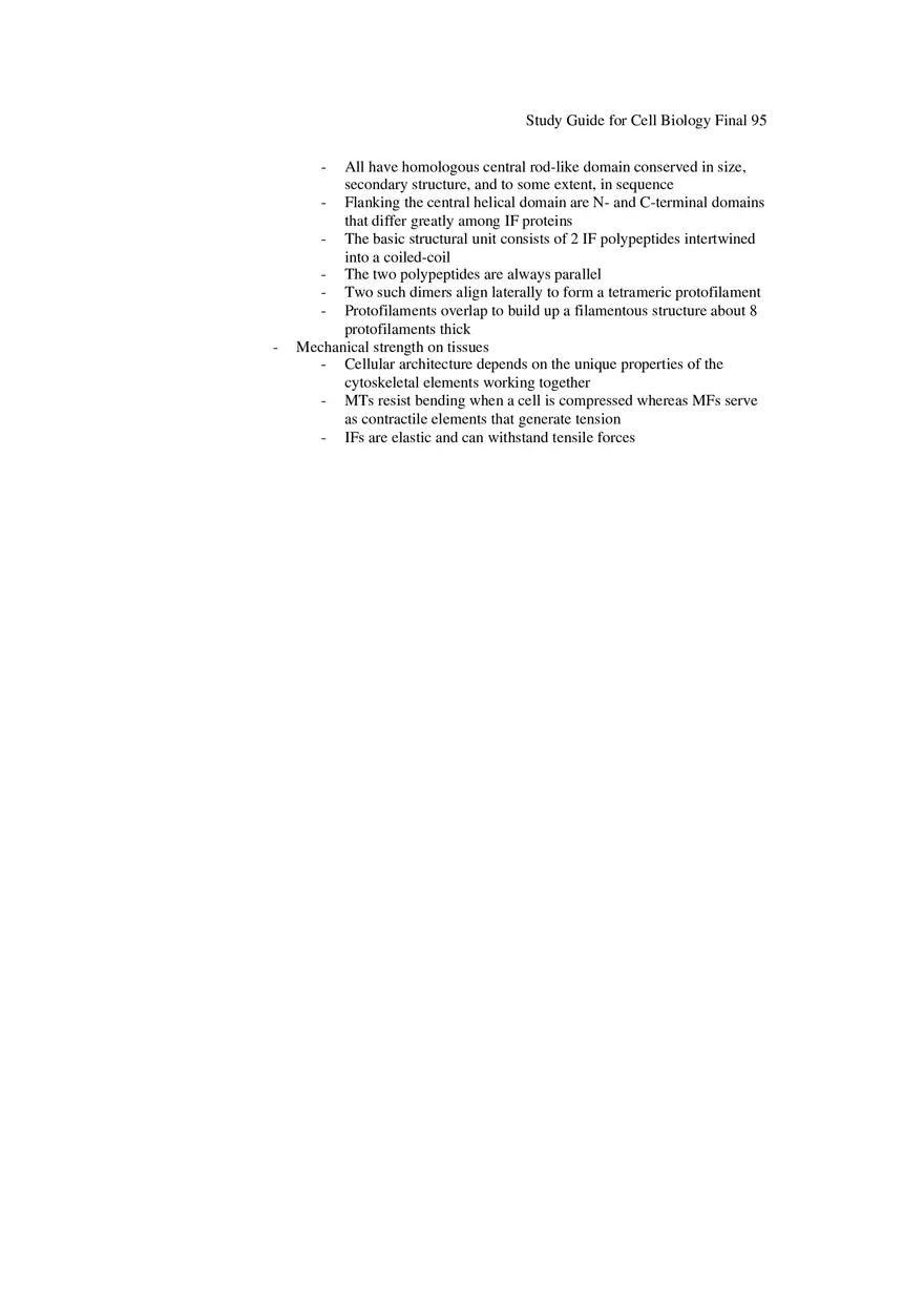 Study Guide for Cell Biology Final Part 8 - Page 9