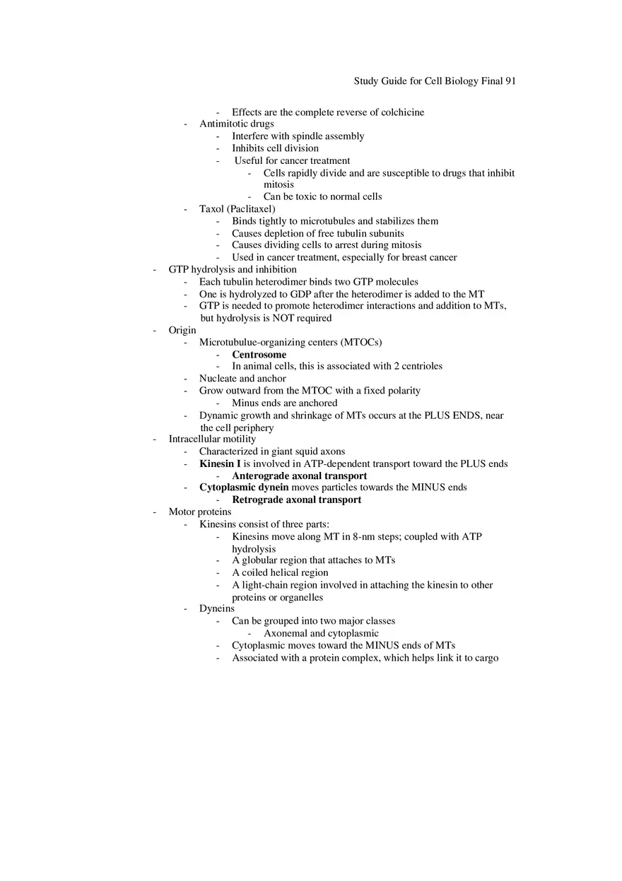Study Guide for Cell Biology Final Part 8 - Page 2