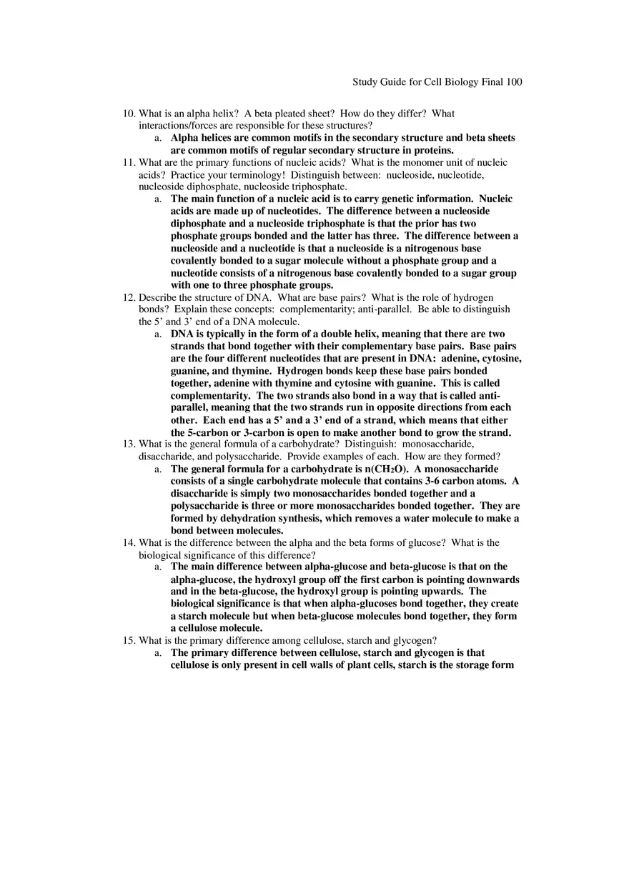 Study Guide for Cell Biology Final Part 8 - Page 3