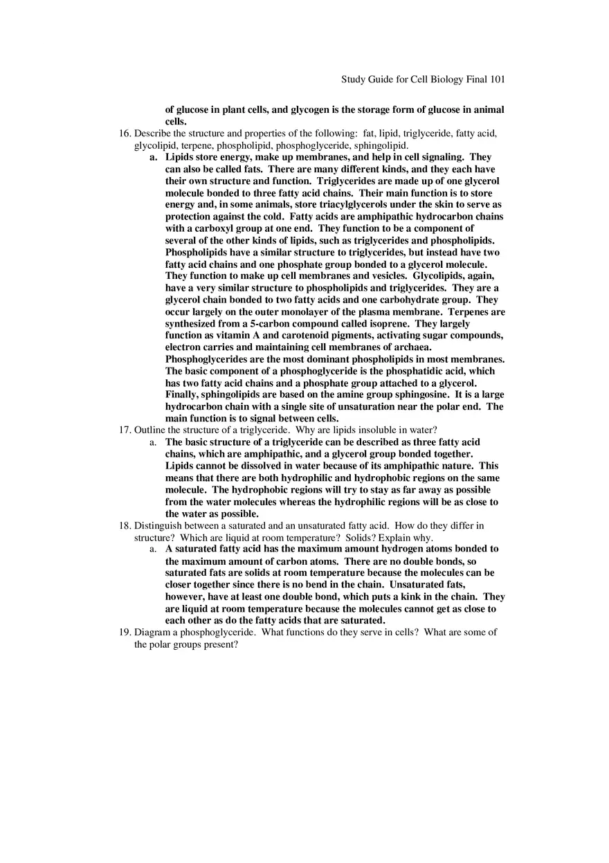 Study Guide for Cell Biology Final Part 8 - Page 4