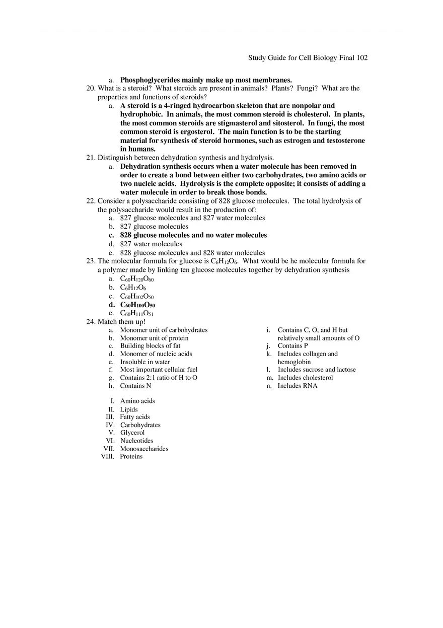 Study Guide for Cell Biology Final Part 8 - Page 5