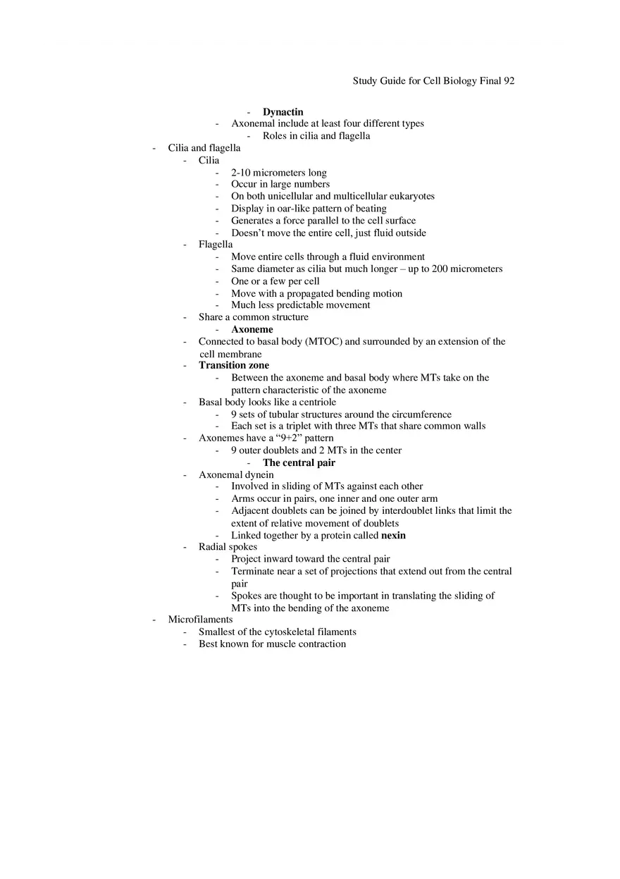 Study Guide for Cell Biology Final Part 8 - Page 6
