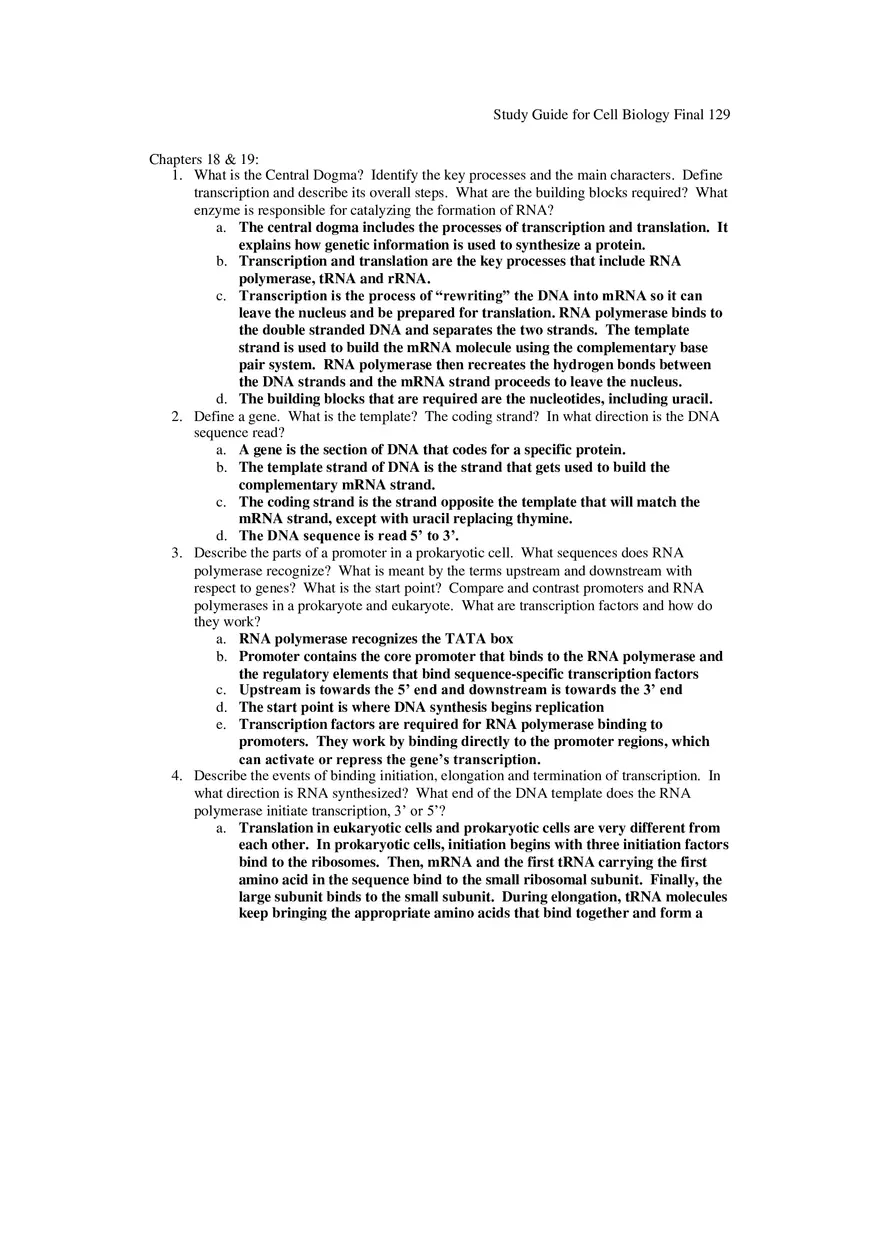 Study Guide for Cell Biology Final Part 11 - Page 8